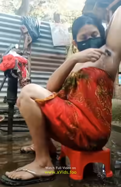 Bangladeshi Village Girl Shaves During Shower