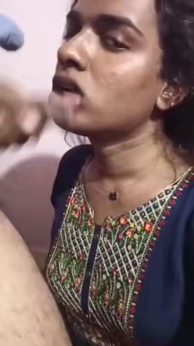 Trans Gives Blowjob and Cum in Mouth