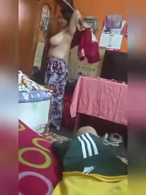 Bigboob Sexy Milf Changes In Front Of Son