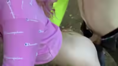 Pink-haired Trans Girl Outside Blowjob